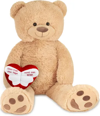 Image de BRUBAKER XXL Ours en peluche 100 cm Beige avec un Un ange sans ailes s'appelle maman coeur Peluche