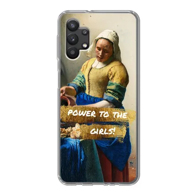 Produktbild von MuchoWow® Handyhülle Schutzhülle Hülle für Samsung Galaxy A32 5G Milchmädchen - Gold - Zitate - Gemälde - Alte Meister Silikon Softcase Handy Hülle - Softcase