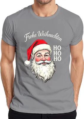 Produktbild von Frohe Weihnachten Weihnachtsmann HO HO HO Retro Nikolaus Geschenk Herren T-Shirt, Grau, XL