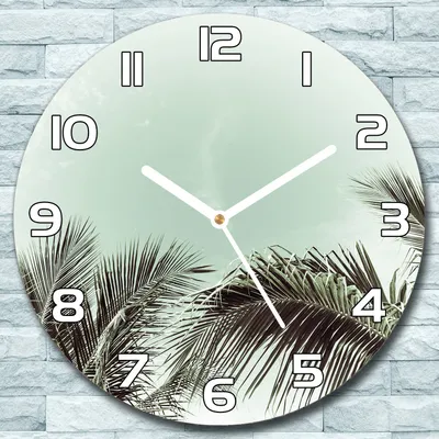 Produktbild von Wanduhr aus Glas Rund fi 30 Palmen Paradies Quarz Deko Schlafzimmer Büro