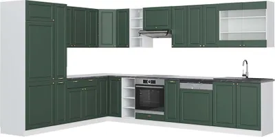 Produktbild von Eckküche Vicco Fame-Line Grün-Gold Landhaus/Weiß 347 x 257 cm, AP Anthrazit, Model 47323