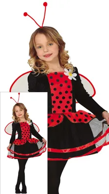 Produktbild von Marienkäfer Kostüm Karneval Kinder Antennen Rot Schwarz Flügel Pünktchen Eleganz Blütenzauber Fest fantasievoll Verwandlung Frühling Natur, Größe: 98/104 Farbe: Rot