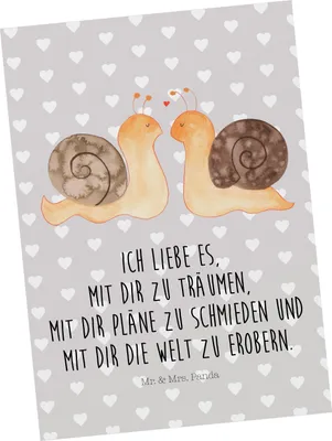 Produktbild von Mr. & Mrs. Panda Postkarte Schnecken Liebe - Grau Pastell - Geschenk, Ehe, Pärchen, bildkarte, Paar, Ansichtskarten, glücklich, Postkarten, Ansichtskarte, Zukunft