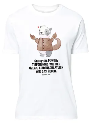 Produktbild von Mr. & Mrs. Panda T-Shirt Skorpion Astrologie - Weiß - Geschenk, Shirt, Tshirt, Tierkreiszeichen, Lustiges, Oversize, Sternzeichen, Geburtstagsgeschenk