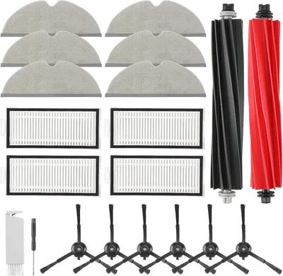 Produktbild von 20 Stück Zubehör für Roborock Q5 Pro/Q5 Pro+/Q8 Max+/Q8 Max Staubsauger,2 Hauptbürsten,4 HEPA-Filter,6 Wischtücher,6 Seitenbürsten 1 Bürste,1 Schraubendreher Ersatzteilset