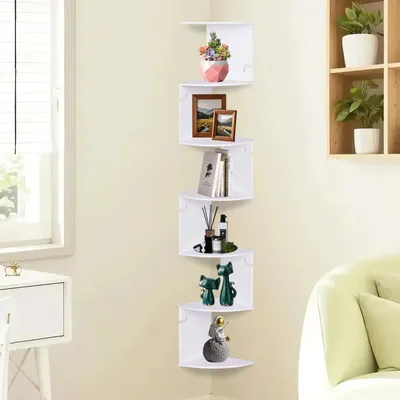 Image de Omgoods - Étagère d'angle murale avec 7 niveaux, idéale pour les petits espaces