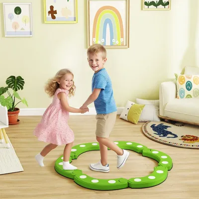 Produktbild von Balancetrainer mit 6 gebogene Segmente und sensorische Erhebungen Balancierbalken bis 50 kg Tragkraft Grün