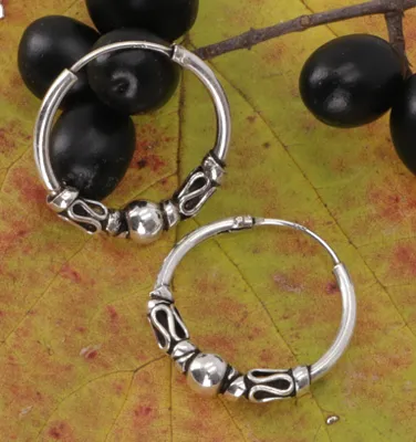Produktbild von Ethno Ohrringe, Boho Silbercreolen, Creolen Unterschiedlichen Größen - Modell 5, Silber-Farben, SterlingSilber, Größe: 1,8 cm