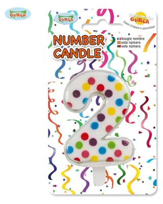 Produktbild von Konfetti Kerze Nummer 2 - Deko Geburtstag Kuchen ca. 6,5 cm
