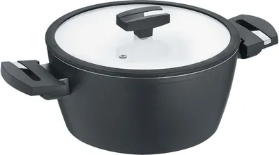 Produktbild von Kochtopf mit Glasdeckel 20 oder 24 cm, Aluminium, schwarz - Balance® Induction b.nature