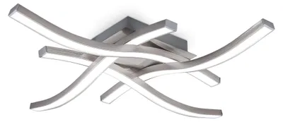 Image de B.K.Licht plafonnier LED design moderne, éclairage plafond en forme de vague, modules LED 17W intégrés, 1520Lm, lumière blanche neutre 4000K, finition aluminium