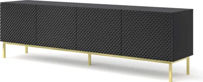 Obrázek produktu pro FURNLUX TV stolek Ravenna C černý a lesklý černo-zlatý 200 cm / Hlavní barva: černá / Rozměry: 200 x 58 x 42 cm