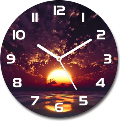 Produktbild von Wanduhr aus Glas 30fi Glasbild Glasuhr Gehärtetes Glas - weisse-zeiger - Sunset
