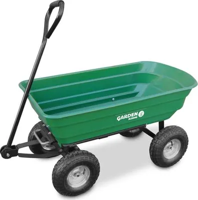 Zdjęcie produktu dla Wózek ogrodowy, transportowy, taczka 3w1, wywrotka, przyczepka na kółkach, 75 l, zielony