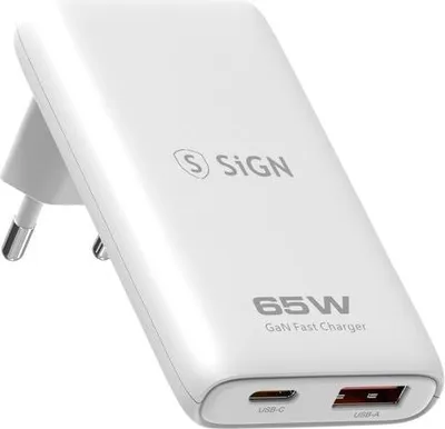 Image de Chargeur pliable ultra-mince SiGN GaN 65 W - Blanc
