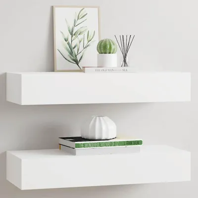 Obrázek produktu pro vidaXL Nástěnné police se zásuvkami 2 ks. Bílá 60x23,5x10 cm MDF