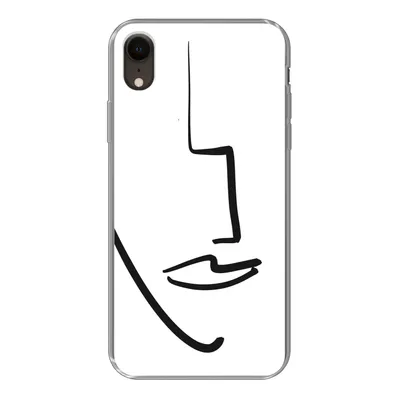 Produktbild von MuchoWow® Handyhülle Schutzhülle Hülle für iPhone XR Gesicht - Frau - Minimalismus Silikon Softcase Handy Hülle - Schutzdeckel