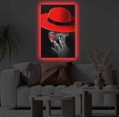 Produktbild von Opviq, 4570KTLGDACT - 005, Dekoratives LED-beleuchtetes Leinwandgemälde, 100 % POLYESTER-CANVAS, Mehrfarbig, 45 x 70 cm