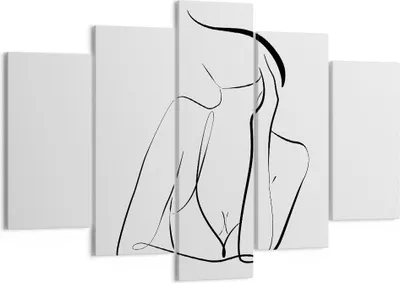 Produktbild von Bild auf Leinwand - Leinwandbild - 5 Teile - Frau Linien Minimalismus - 150x100cm - Wand Bild - Wanddeko - Wandbilder - Leinwanddruck - Bilder - Wanddekoration - Leinwand bilder - EA150x100-4488
