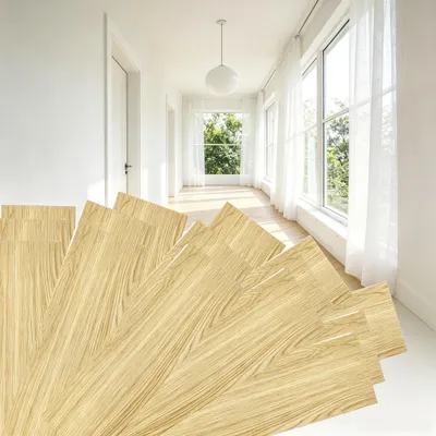 Productafbeelding van QEENTOE Zelfklevende PVC-vinyl vloertegels, eenvoudig te leggen, waterdicht en antislip, geel met houtnerf (36 stuks, 5,02 m²)