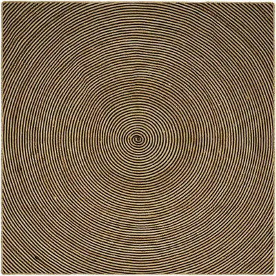Produktbild von Runder Juteteppich 240x240 cm in Schwarz – handgefertigter moderner Naturfaserteppich für Wohnzimmer, Esszimmer und Flur