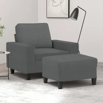 Produktbild von Sessel mit Hocker in Dunkelgrau, 60 cm, Stoff, 21.7kg