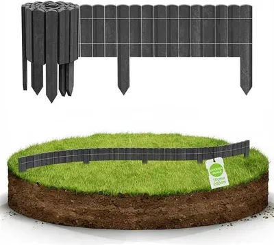 Produktbild von QEENTOE Beeteinfassung Holz Rollborder 200x10 cm Anthrazit | Flexibler Holzzaun aus imprägniertem Kiefernholz, Rollzaun Beetumrandung & Rasenkante, für Garten, Blumenbeete und Wege