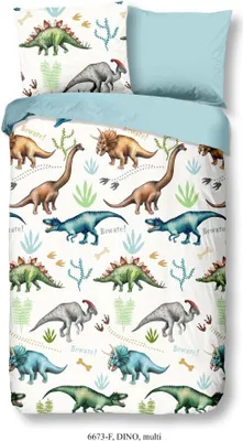 Productafbeelding van Good Morning Kinderdekbedovertrek "dino's" - Multi - (140x200/220 cm) - Katoen Flanel