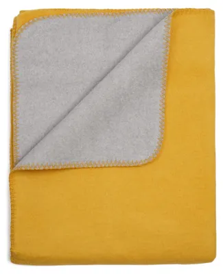 Produktbild von yogabox Flauschige Baumwoll Wendedecke zweifarbig - regional hergestellt - honeygold / grau melange 150 x 200 cm