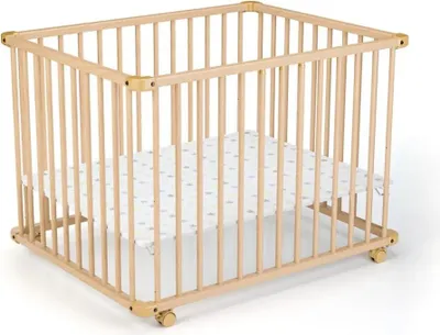 Produktbild von GEUTHER Laufgitter Belami Premium | 3-fach höhenverstellbar | gepolsterter Boden | mobil mit Rollen | Holz Laufstall  Germany