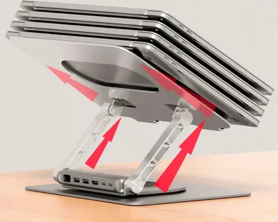Produktbild von Verstellbarer Laptop-Ständer + USB-C HDMI-Hub Unitek D1109B01 PD 100W