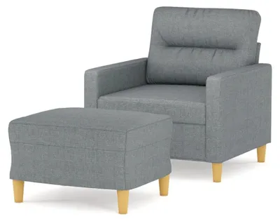 Produktbild von Sessel mit Hocker Hellgrau 60 cm Stoff