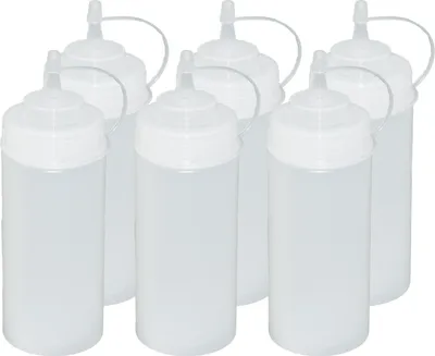 Produktbild von 6 Stück transparente Quetschflaschen 0,49 Liter Dosierflasche Spenderflasche Dressingflasche