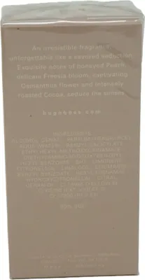 The back of a perfume box with product description and ingredients.