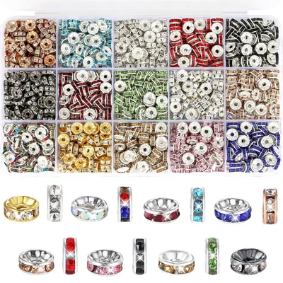 Productafbeelding van Versierparels - Kleurrijke ronde kralen met strassversiering - Knutselaccessoires voor sieradendesign - 600 stuks