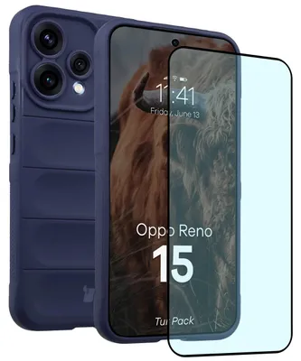 Produktbild von Robuste Handyhülle + gehärtetem Glas für Oppo Reno 15, Bizon Tur Pack, Dunkelblau