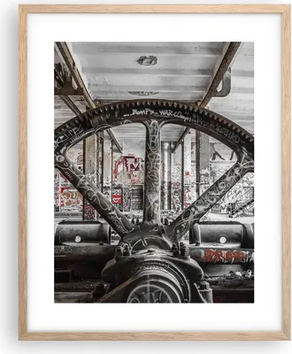 Produktbild von Gerahmtes Poster - Rahmen in heller Eiche - Maschine Industrie Graffiti - 40x50 cm - Wand Bild - Wanddeko - Wandbilder - Wandposter - Bilderrahmen - Bilder - Kunstdruck - Wandbild - P2NPA40x50-4304