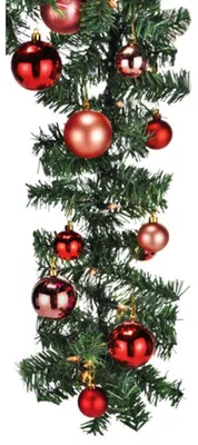 Produktbild von XL LED Tannengirlande 540cm mit 70 LED inkl. 30 Stück Baumkugeln Rot