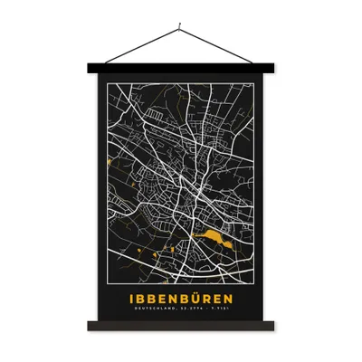 Produktbild von MuchoWow® Textilposter Stadtplan - Karte - Ibbenbüren - Gold - Deutschland - Karte 120x180 cm mit schwarzem Rahmen - Fotos