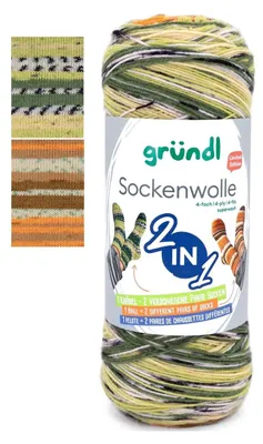 Produktbild von Gründl 2-in-1 Sockenwolle 75% Schurwolle/25% Polyamid 200g/840 m für 2 Paar Socken 03