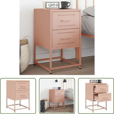 Image de The Living Store Table de nuit rose 36x39x60,5 cm Acier