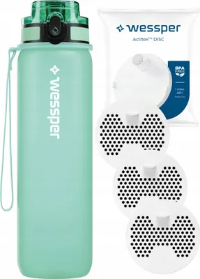 Produktbild von Wessper 1l Tritan Flasche mit Anreizmessung + 3x Actitex Scheibenfilter