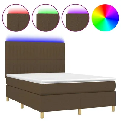 Obrázok produktu pre vidaXL Boxspring posteľ s matracom a LED diódou Tmavo hnedá 140x200 cm Látka
