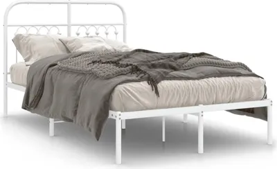 Produktbild von vidaXL Bettgestell mit Kopfteil Metall Weiß 120x190 cm