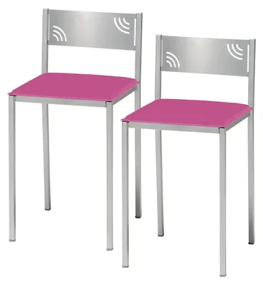Küchenhocker mit Rückenlehne, Kunstleder, Rosa, Sitzhöhe 45 cm