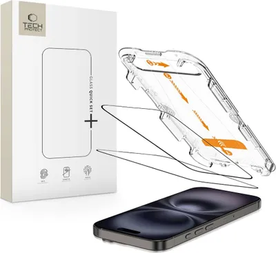 Obrázek produktu pro Tech-Protect Quick Set+ 2-Pack tvrzené sklo pro Iphone 15 / 16