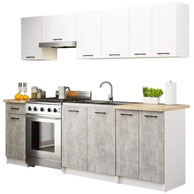 Immagine prodotto di raumhirsch: cucina lineare da 240 cm con piano di lavoro, 11 ante, 1 cassetto, cucina componibile, 7 elementi