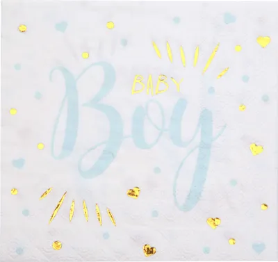 Produktbild von Servietten Girl / Boy zur Babyparty, 33x33cm, 3-lagig, 20 Stück, Gender:Boy