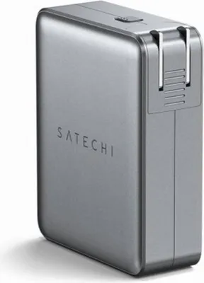 A Satechi USB-C 4-port GaN travel charger is shown against a white background.