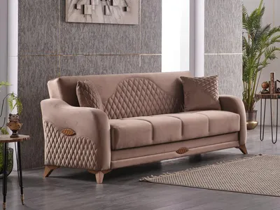 Produktbild von Couch Dreisitzer 3 Sitzer Sofa Stoffsofa Polstersofa Beige Couchen